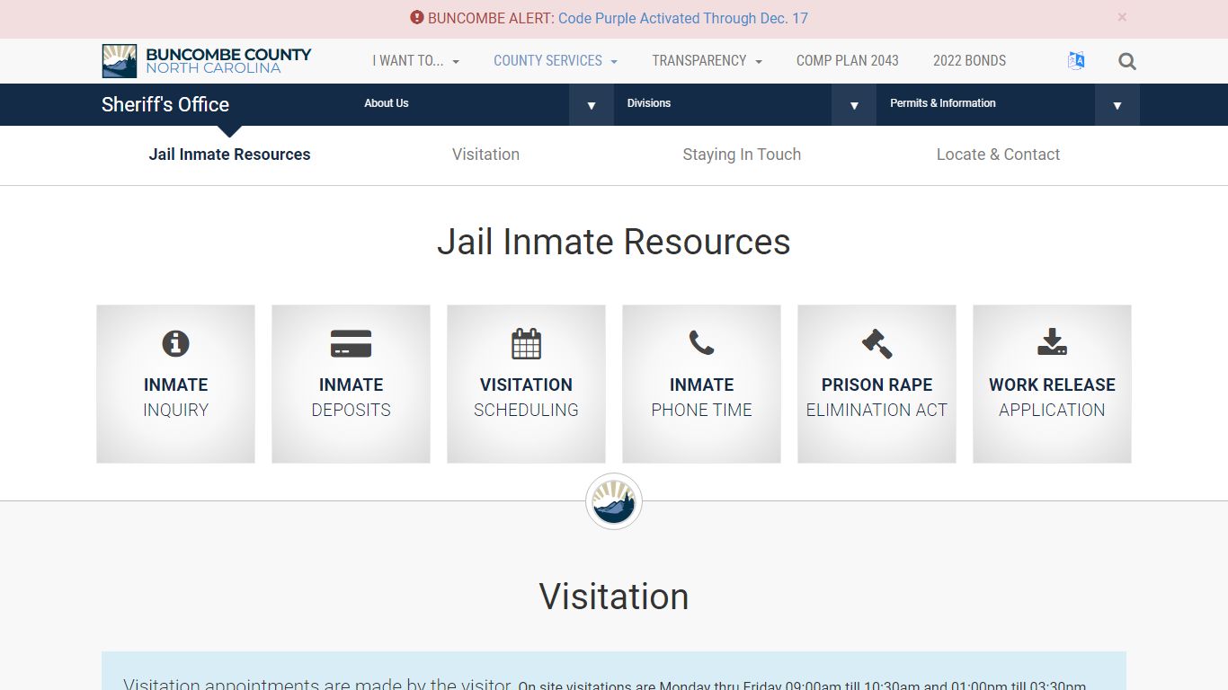 Sheriff's Office - Jail Inmate Resources - Buncombe County | Asheville